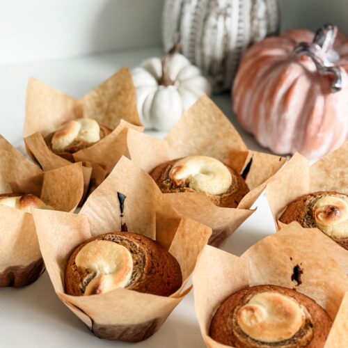 Homemade Pumpkin Cream cheese muffins from scratch