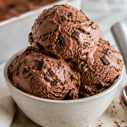 Double Chocolate ice cream homemade in ice cream maker